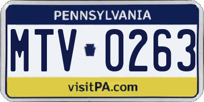 PA license plate MTV0263