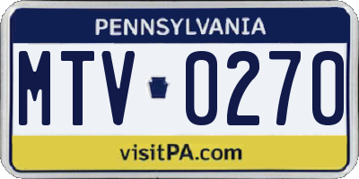 PA license plate MTV0270