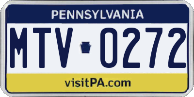 PA license plate MTV0272