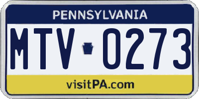 PA license plate MTV0273