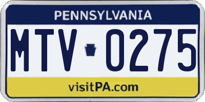 PA license plate MTV0275