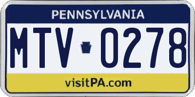 PA license plate MTV0278