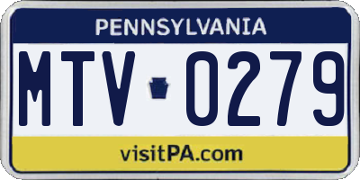 PA license plate MTV0279