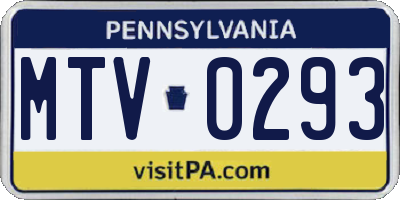 PA license plate MTV0293