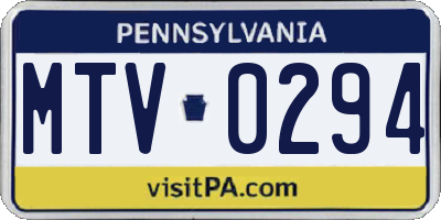 PA license plate MTV0294