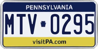 PA license plate MTV0295