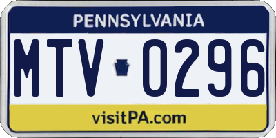 PA license plate MTV0296