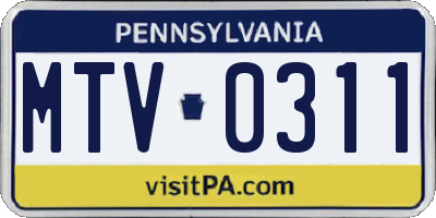 PA license plate MTV0311