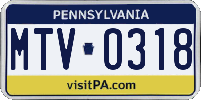 PA license plate MTV0318