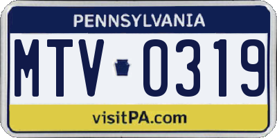 PA license plate MTV0319