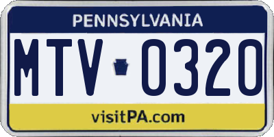 PA license plate MTV0320
