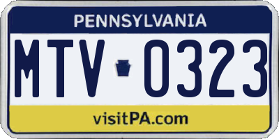 PA license plate MTV0323