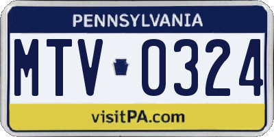 PA license plate MTV0324