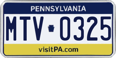 PA license plate MTV0325