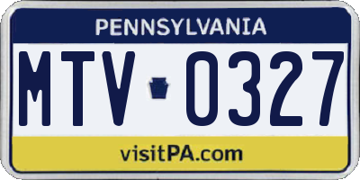 PA license plate MTV0327