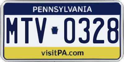 PA license plate MTV0328