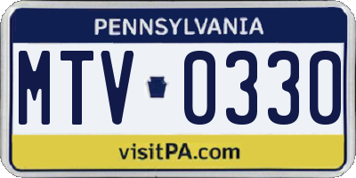 PA license plate MTV0330