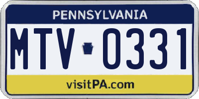PA license plate MTV0331