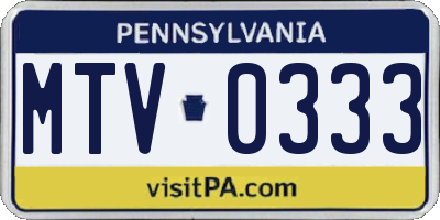 PA license plate MTV0333