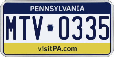 PA license plate MTV0335