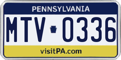 PA license plate MTV0336