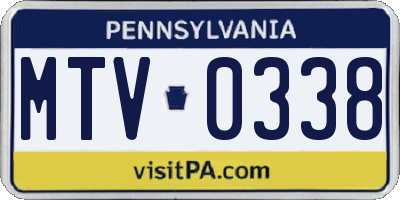 PA license plate MTV0338