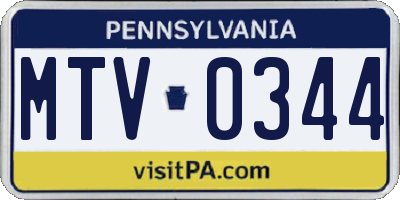 PA license plate MTV0344