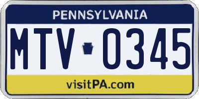 PA license plate MTV0345