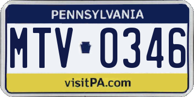 PA license plate MTV0346