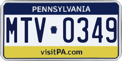 PA license plate MTV0349