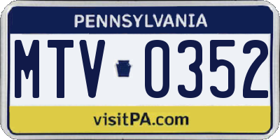 PA license plate MTV0352