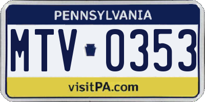 PA license plate MTV0353