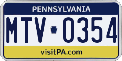 PA license plate MTV0354