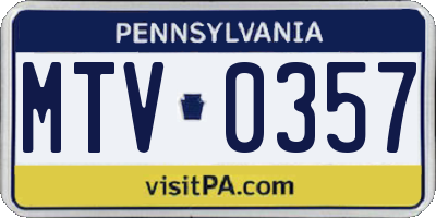 PA license plate MTV0357