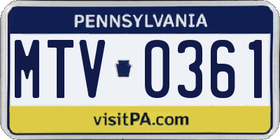 PA license plate MTV0361