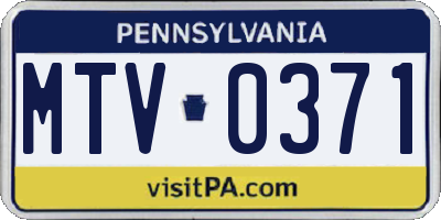 PA license plate MTV0371