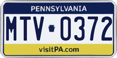 PA license plate MTV0372