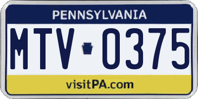 PA license plate MTV0375