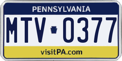 PA license plate MTV0377