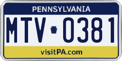 PA license plate MTV0381