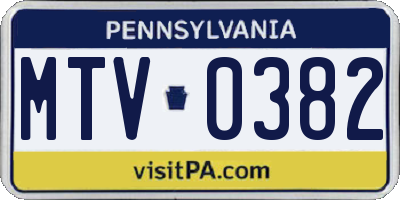 PA license plate MTV0382