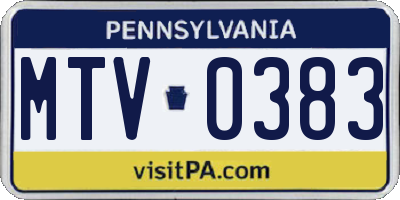 PA license plate MTV0383