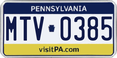 PA license plate MTV0385