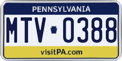 PA license plate MTV0388