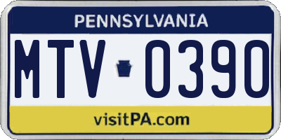 PA license plate MTV0390
