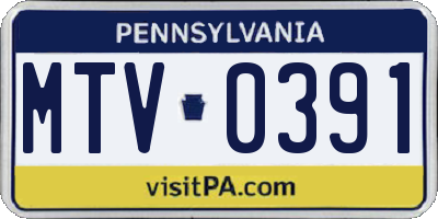 PA license plate MTV0391