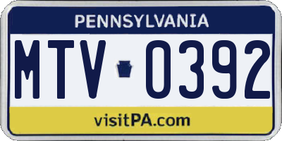 PA license plate MTV0392