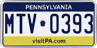 PA license plate MTV0393