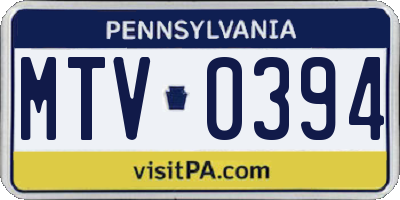 PA license plate MTV0394