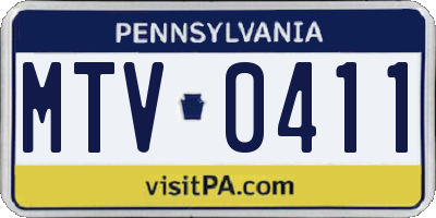 PA license plate MTV0411